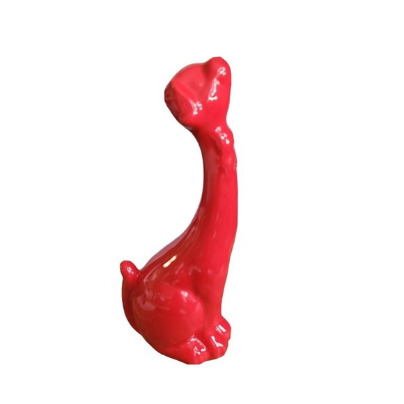 Long Neck Red Ceramic Dog Figurine Animal Lover 8.5" - Picture 2 of 8